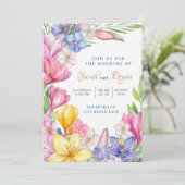 パステル春チューリップクロカス結婚式招待状 招待状 (スタンド正面)