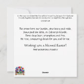 パステル春バニーイースターバスケットピクニック シーズンカード (裏面)