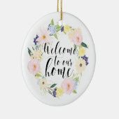 パステル春フローラリースウェルカムトゥーザウアホーム セラミックオーナメント (右)