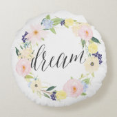パステル春フローラリース | ドリームラウンドピロー ラウンドクッション (裏面)