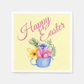 パステル春フローラ配置 スタンダードカクテルナプキン (正面)