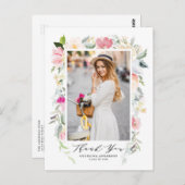 パステル春フローラ開花卒業ありがとう ポストカード (正面/裏面)