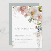 パステル春ワイルドフラワーイースターブランチ招待状 招待状 (正面/裏面)