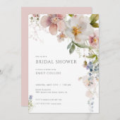 パステル春ワイルドフラワーブライダルシャワー招待 招待状 (正面/裏面)