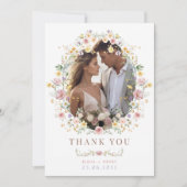 パステル春ワイルドフラワー庭園の結婚式写真 サンキューカード (正面)