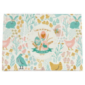 パステル春色イースター記号パターン ラージペーパーバッグ (正面)