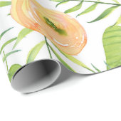 パステル桃の牡丹の緑豊かな花模様 ラッピングペーパー (ロールコーナー)