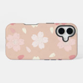 パステル桜のシームレスパターンのスマホケース iPhone 16ケース (裏面横)