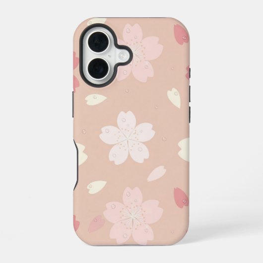 パステル桜のシームレスパターンのスマホケース iPhone 16ケース (裏面)