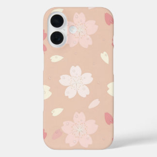 パステル桜の花びらシームレス模様スマホケース iPhone 16ケース