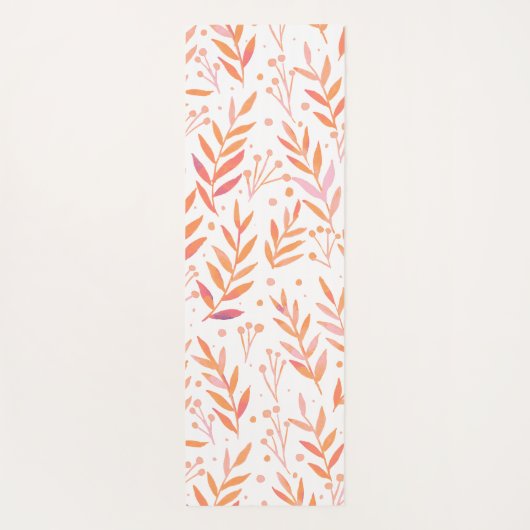 パステル水の色の枝オレンジのパーソナライズ可能 ヨガマット (裏面)