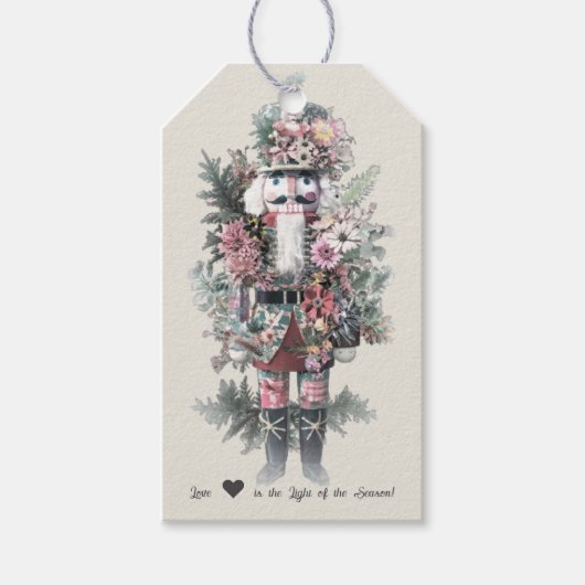 パステル水彩のくるみ割り人形の花図案 ギフトタグ (正面)