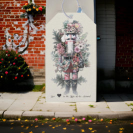 パステル水彩のくるみ割り人形の花図案 ギフトタグ