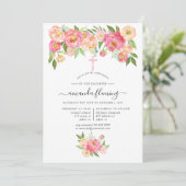 パステル水彩の芍薬の堅信礼 招待状 (スタンド正面)