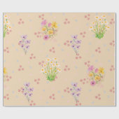 パステル水彩の野の花の包装紙 ラッピングペーパー (フラット)