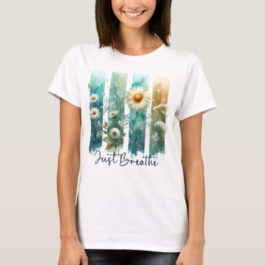パステル水彩の野の花の筆跡 Tシャツ (正面)