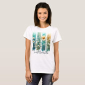 パステル水彩の野の花の筆跡 Tシャツ (正面フル)