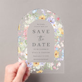パステル水彩の野の花の結婚式セーブ・ザ・デート アクリル招待状 (インサイチュ (ポータブル))