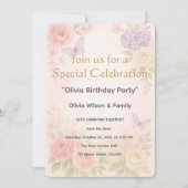 パステル水彩ガーデンフラワー招待状カード 招待状 (正面)