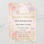 パステル水彩ガーデンフローラル招待状カード 招待状 (正面/裏面)