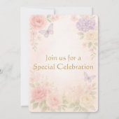 パステル水彩ガーデンフローラル招待状カード 招待状 (裏面)