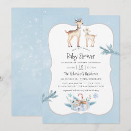 パステル水彩クリスマスホリデーベイビーシャワー 招待状