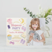 パステル水彩スリープオーバー誕生日招待状 招待状 (スタンド正面)