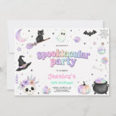 パステル水彩ハロウィン 誕生日パーティー 招待状 (正面)