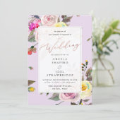 パステル水彩バラ+ピンクシャンパンバブル 招待状 (スタンド正面)