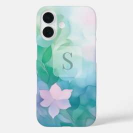 パステル水彩フラワーモノグラムiPhone 16ケース iPhone 16ケース