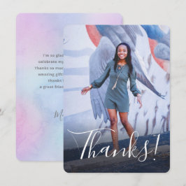 パステル水彩フル写真パープル サンキューカード