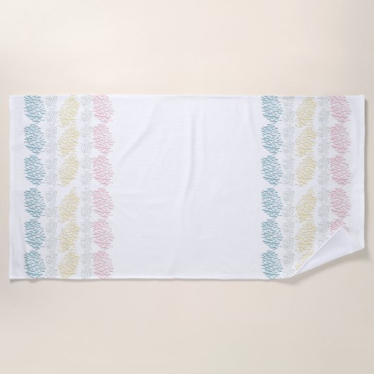 パステル水彩ブラシストローク ビーチタオル (正面)
