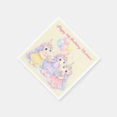 パステル水彩ユニコーンガールズの誕生日 スタンダードカクテルナプキン (角)