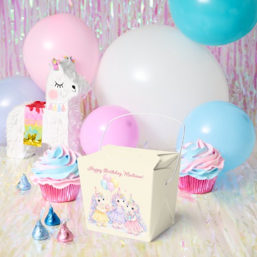 パステル水彩ユニコーンガールズの誕生日 フェイバーボックス (パーティー)