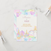 パステル水彩ユニコーンスイーツハッピーバースデー カード (正面/裏面インサイチュ)