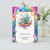 パステル水彩ラボサイエンティスト誕生日 サンキューカード (スタンド正面)