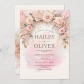 パステル水彩ローズのウェディング招待状 招待状 (正面/裏面)