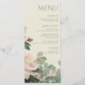 パステル水彩ローズ ピオニー フラワーの結婚式 メニュー (正面)
