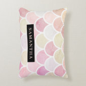 パステル水彩人魚はかりで測模様(名前) アクセントクッション (正面(垂直))