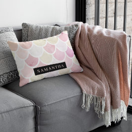パステル水彩人魚はかりで測模様(名前) アクセントクッション