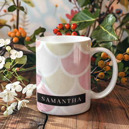 パステル水彩人魚はかりで測模様(名前) コーヒーマグカップ