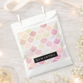 パステル水彩人魚はかりで測模様(名前) フェイバーバッグ (クリップ留めされた状態)