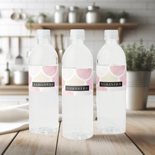 パステル水彩人魚はかりで測模様（名前） ペットボトルラベル