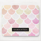 パステル水彩人魚はかりで測模様（名前） マウスパッド (正面)