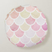 パステル水彩人魚はかりで測模様(名前) ラウンドクッション (裏面)