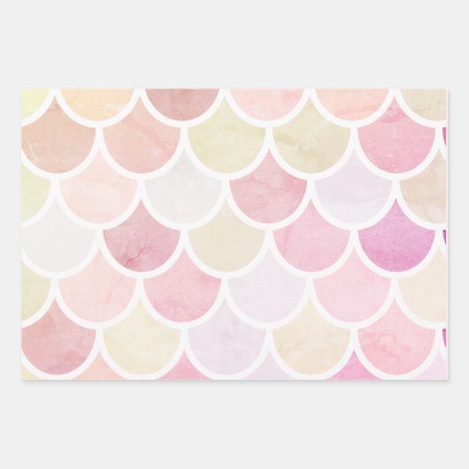 パステル水彩人魚はかりで測模様（名前） ラッピングペーパーシート (正面)
