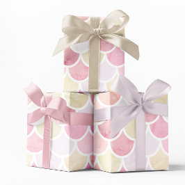 パステル水彩人魚はかりで測模様(名前) ラッピングペーパーシート