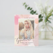 パステル水彩写真卒業のお知らせ ポストカード (スタンド正面)