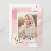 パステル水彩写真卒業のお知らせ ポストカード (正面/裏面)