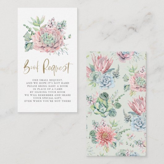 パステル水彩多肉書籍リクエスト エンクロージャーカード (正面/裏面)